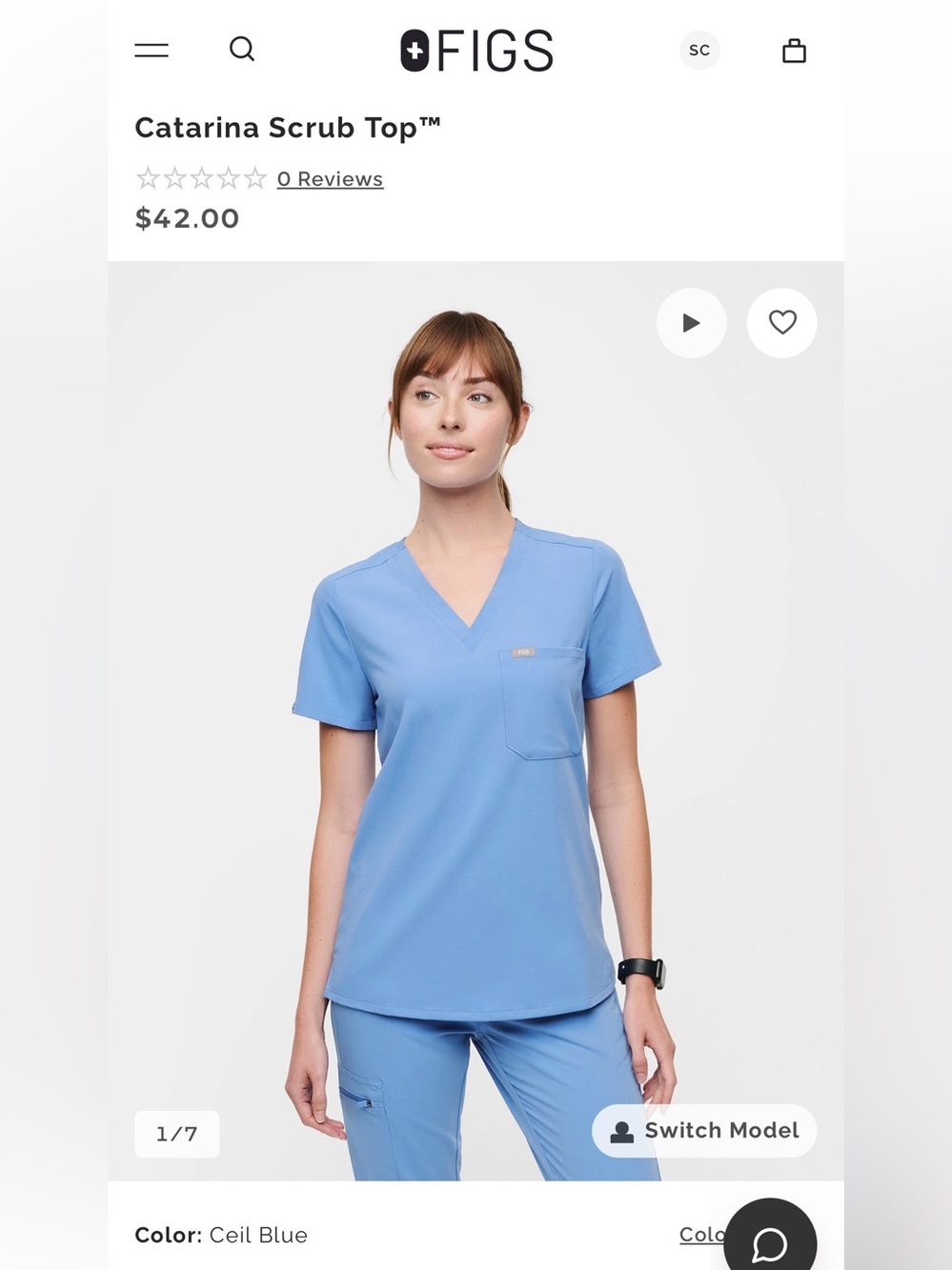 FIGS Women's Ceil Blue Scrub Set